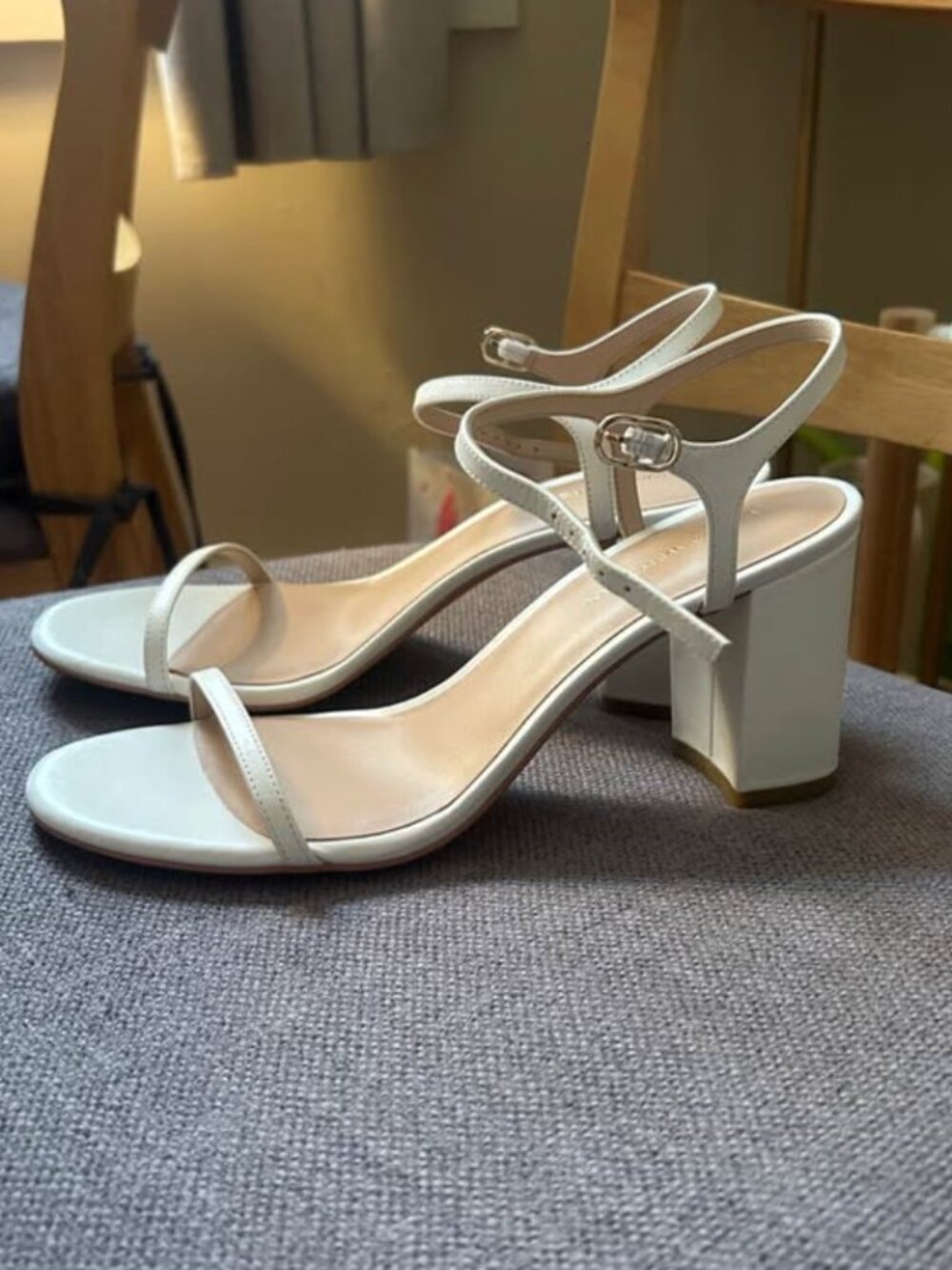 Stuart Weitzman white strappy heeled sandals